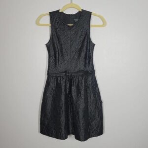 Theory Chiffon Finish Wool Blend Sleeveless Drop Waist Fit & Flare Dress Size 0
